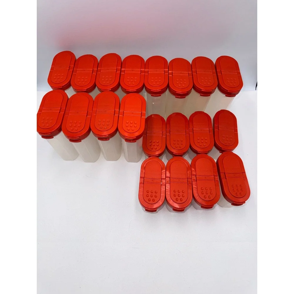 Tupperware Spice Shaker Set of 20 Red Modular Mates Kitchen Storage Vintage
